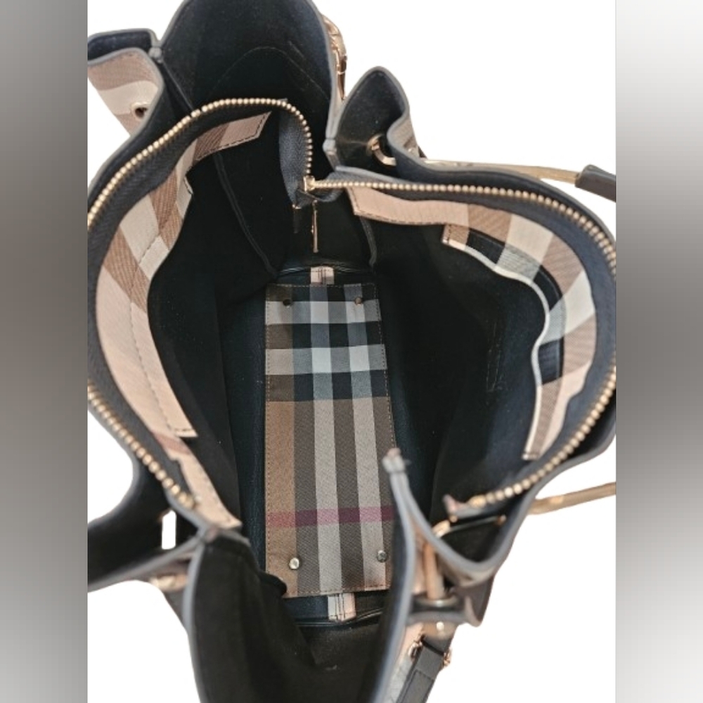 Plaid Shoulder Bag with Black Accents - Picture 6 of 12